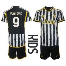 Juventus Dusan Vlahovic #9 Hemmaställ Barn 2023-24 Korta ärmar (+ Korta byxor)